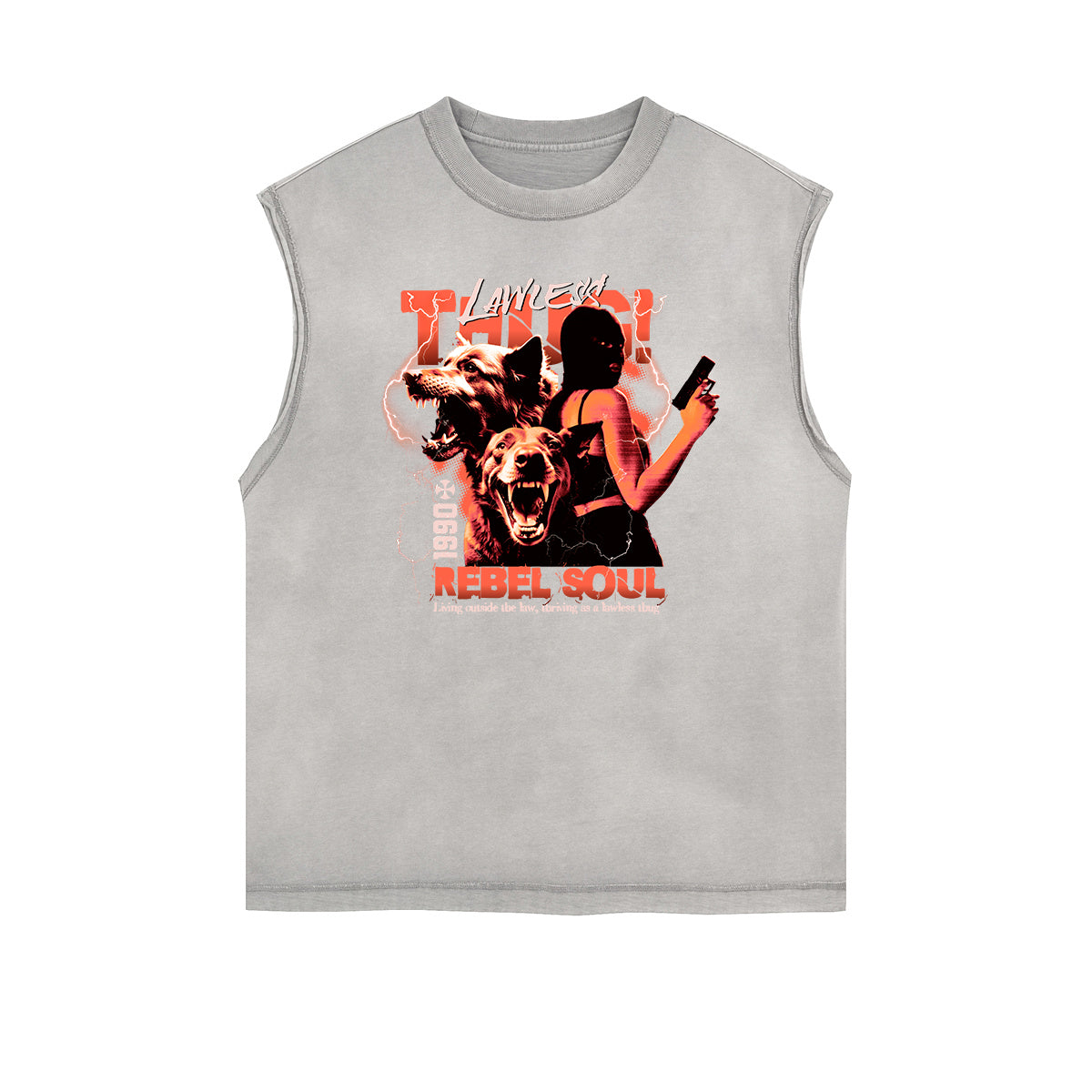 Sleeveless Rebel Soul Gangsta Pattern Tee-INNBLAC Fashion Apparel