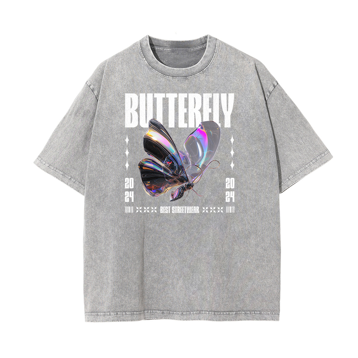 Faded Chrome Y2K Streetwear Pattern Tee