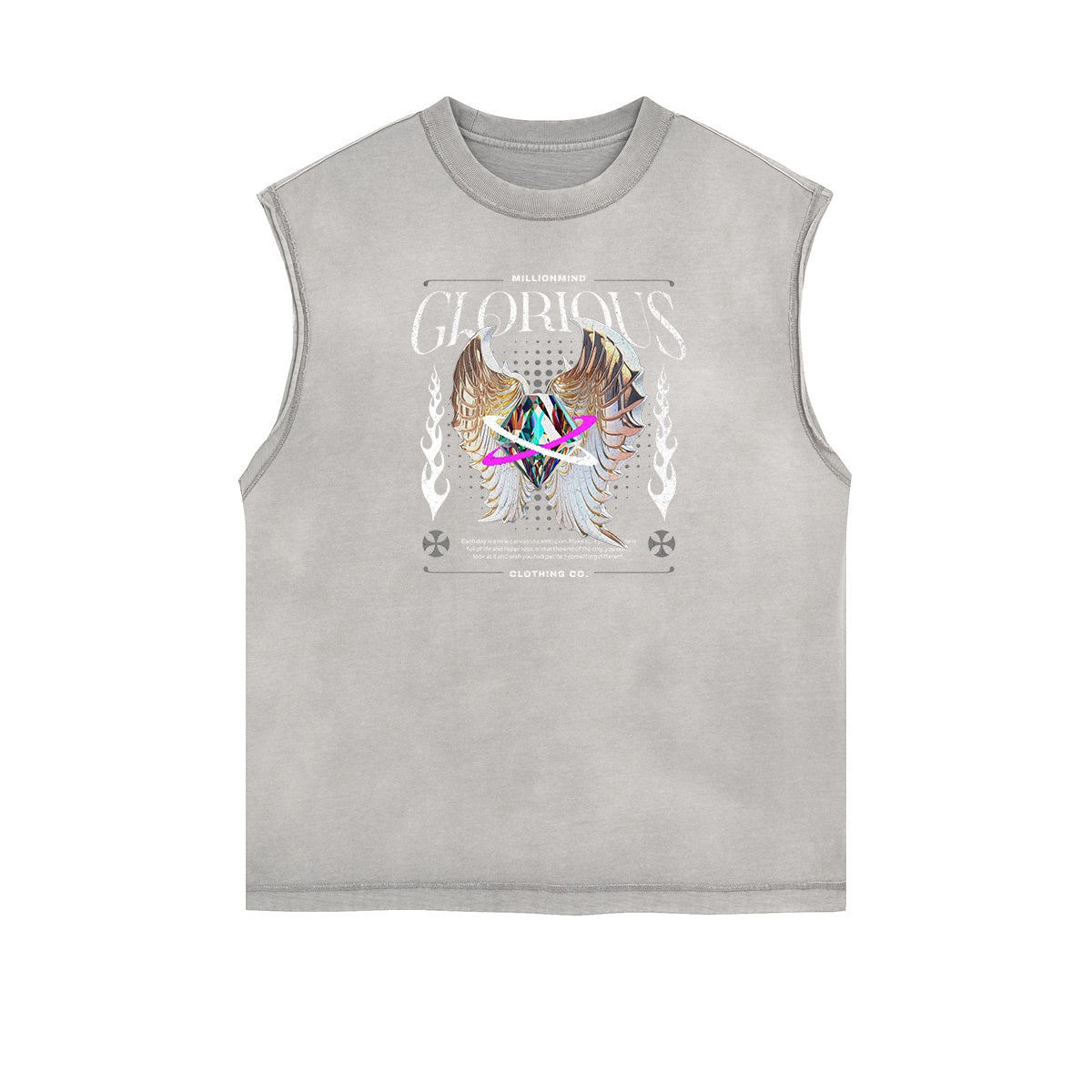 Sleeveless Chrome Y2K Streetwear Pattern Muscle Tank