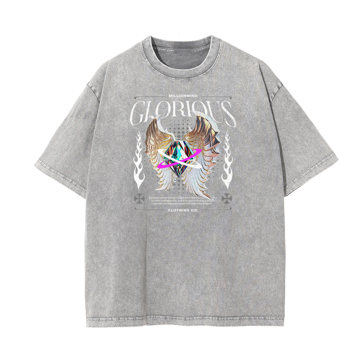 Faded Chrome Y2K Streetwear Pattern Tee