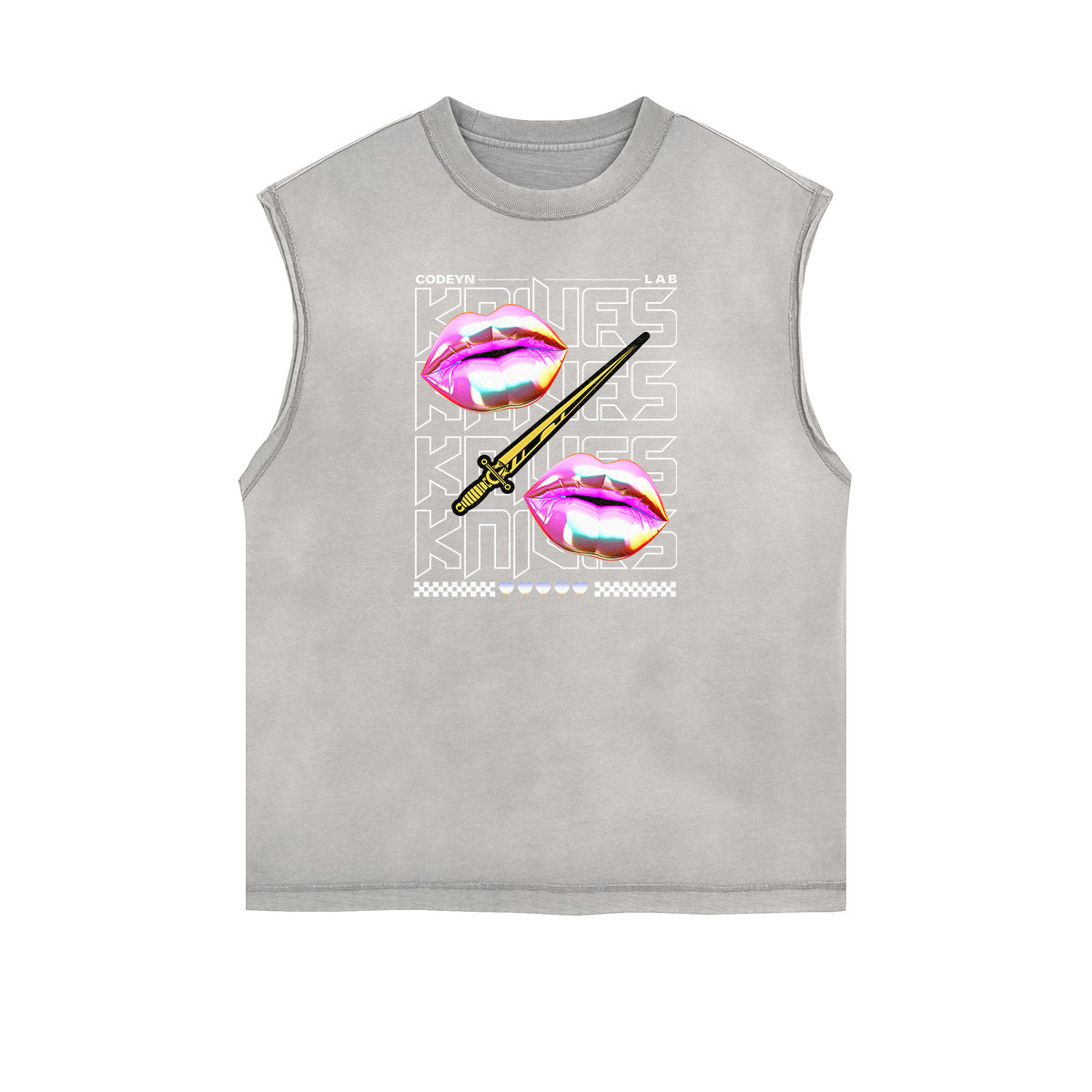 Sleeveless Chrome Y2K Streetwear Pattern Muscle Tank