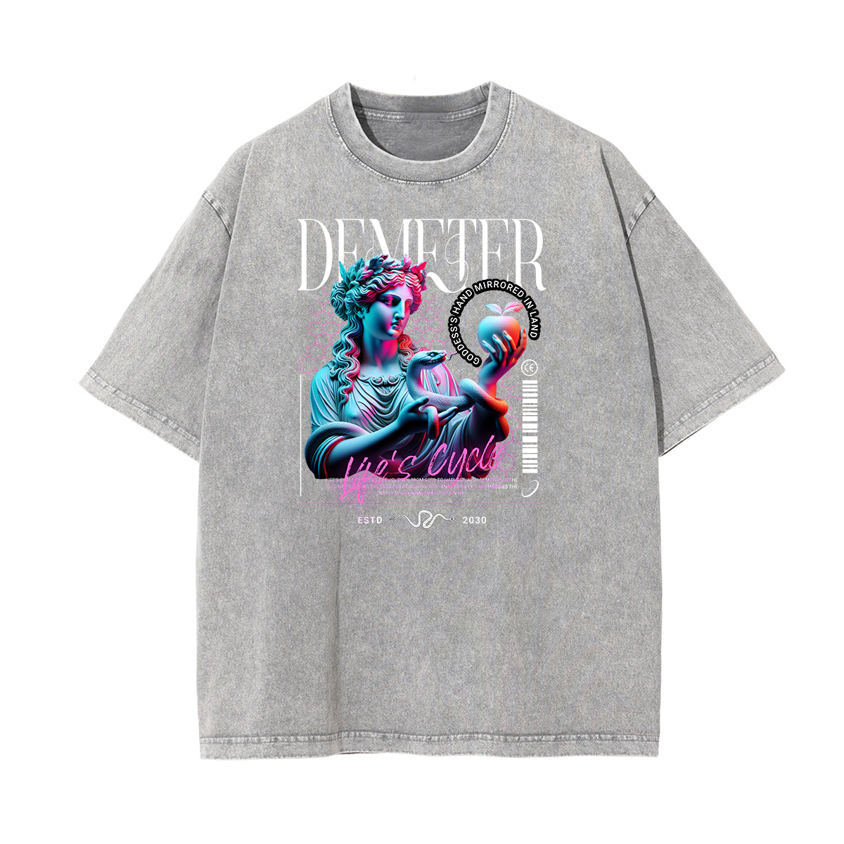 Camiseta Vanquisher lavada con estampado neón Y2K