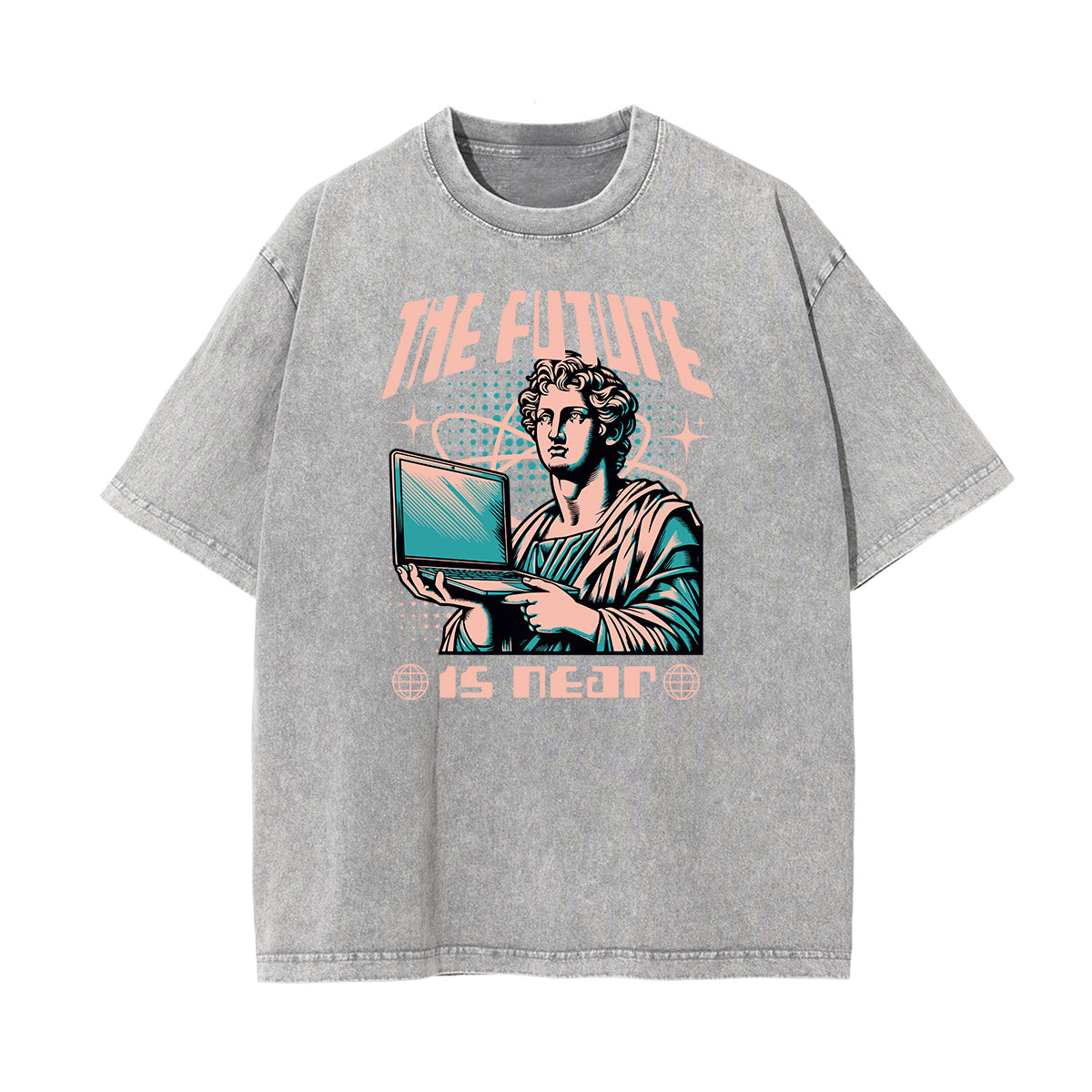 Camiseta gráfica con ilustración descolorida y lavada