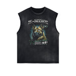 Sleeveless Illustration Art Pattern T Shirt