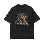 Camiseta con estampado de ángel y celestial descolorido y lavado