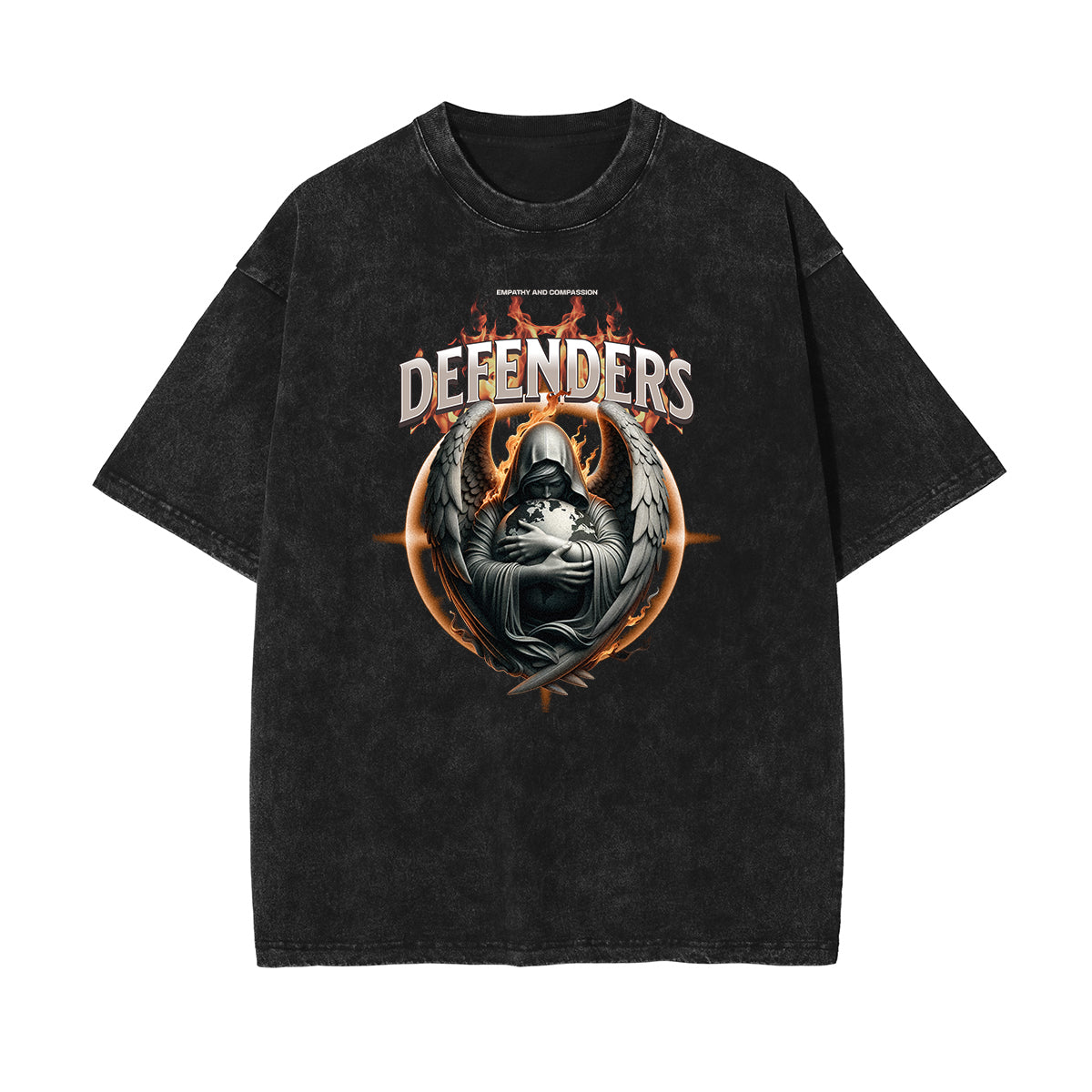 Camiseta con estampado de ángel y celestial descolorido y lavado