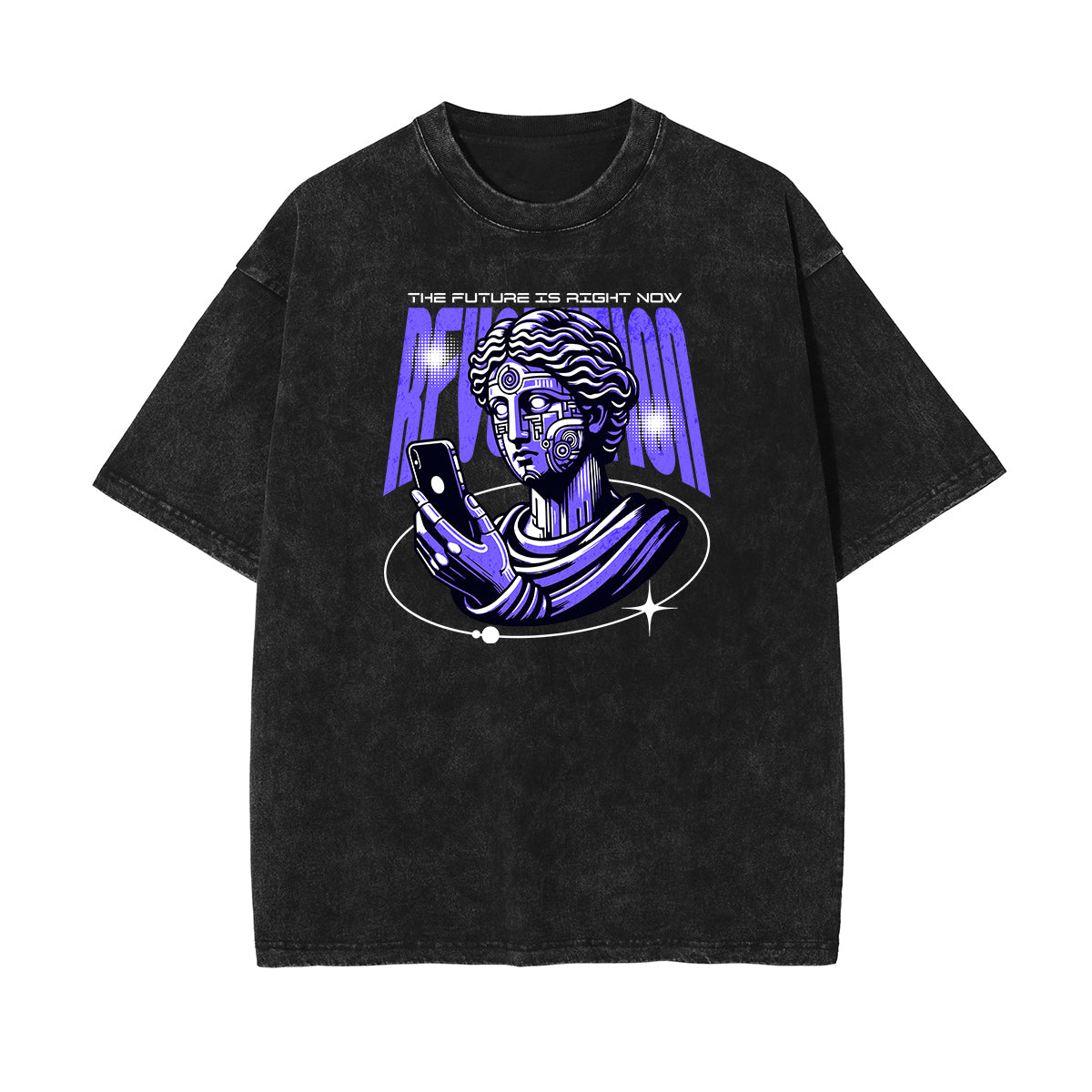 Camiseta con estampado de ángel y celestial descolorido y lavado
