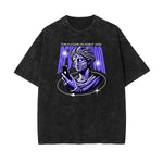 Camiseta con estampado de ángel y celestial descolorido y lavado