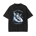 Camiseta con estampado de ángel y celestial descolorido y lavado