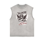 Gray Cute Cupid Cartoon Graphic Sleeveless Tee-INNBLAC Fashion Apparel