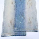 Paint Splatter Distressed Wide Leg Light Blue Jeans