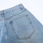 Relaxed Fit Wide Leg Denim Jeans Vintage Washed