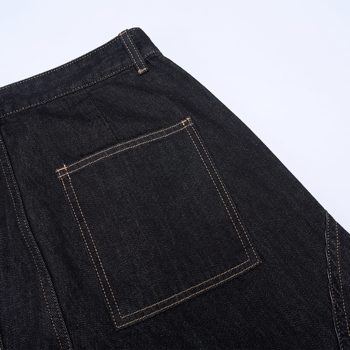 Curved Seam Wide Leg Denim Trousers Dark Indigo Wash