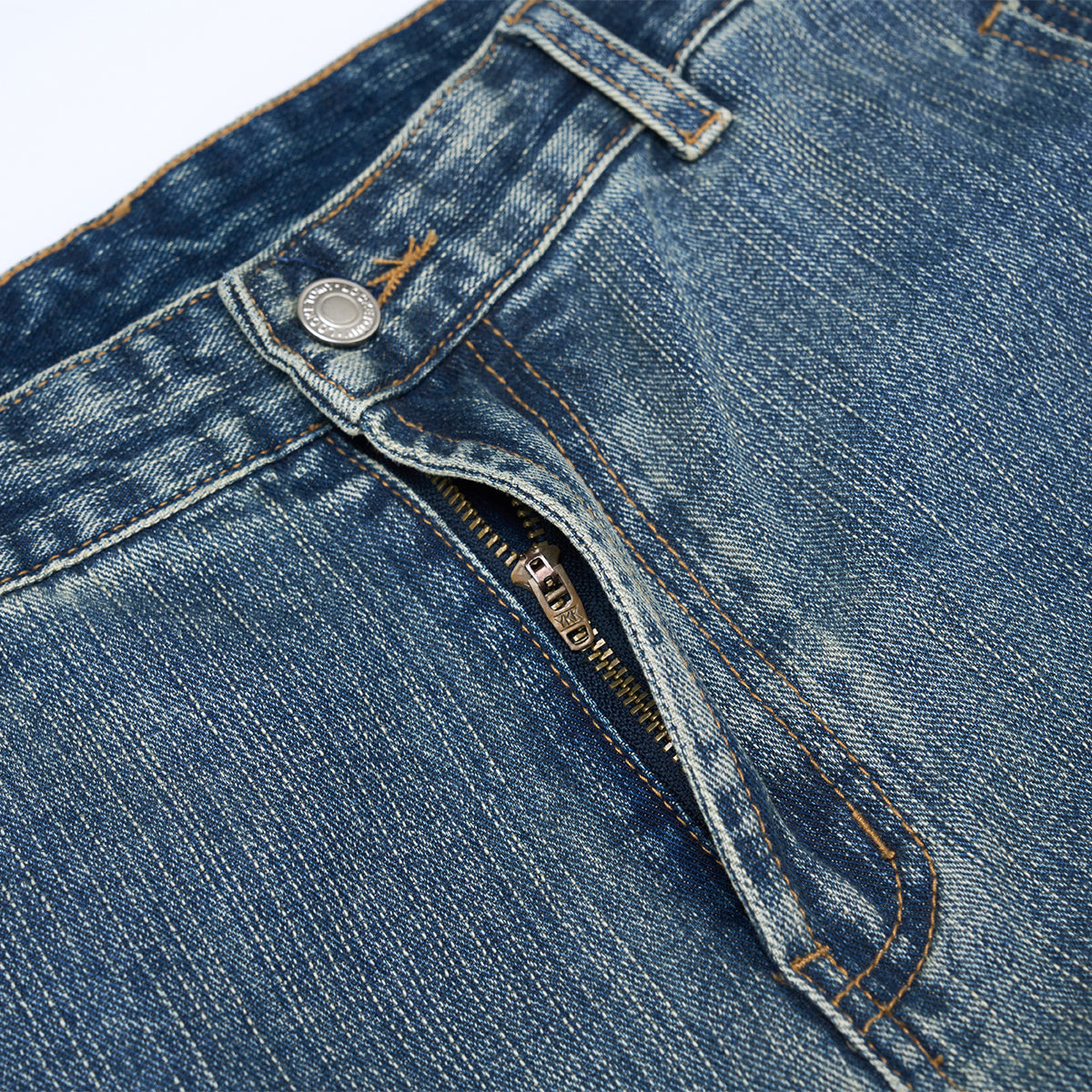 Vintage Contrast Fade Dark Wash Curved Wide Leg Jeans