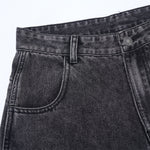 Charcoal Grey Wide-Leg Vintage Washed Jeans