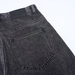 Charcoal Grey Wide-Leg Vintage Washed Jeans