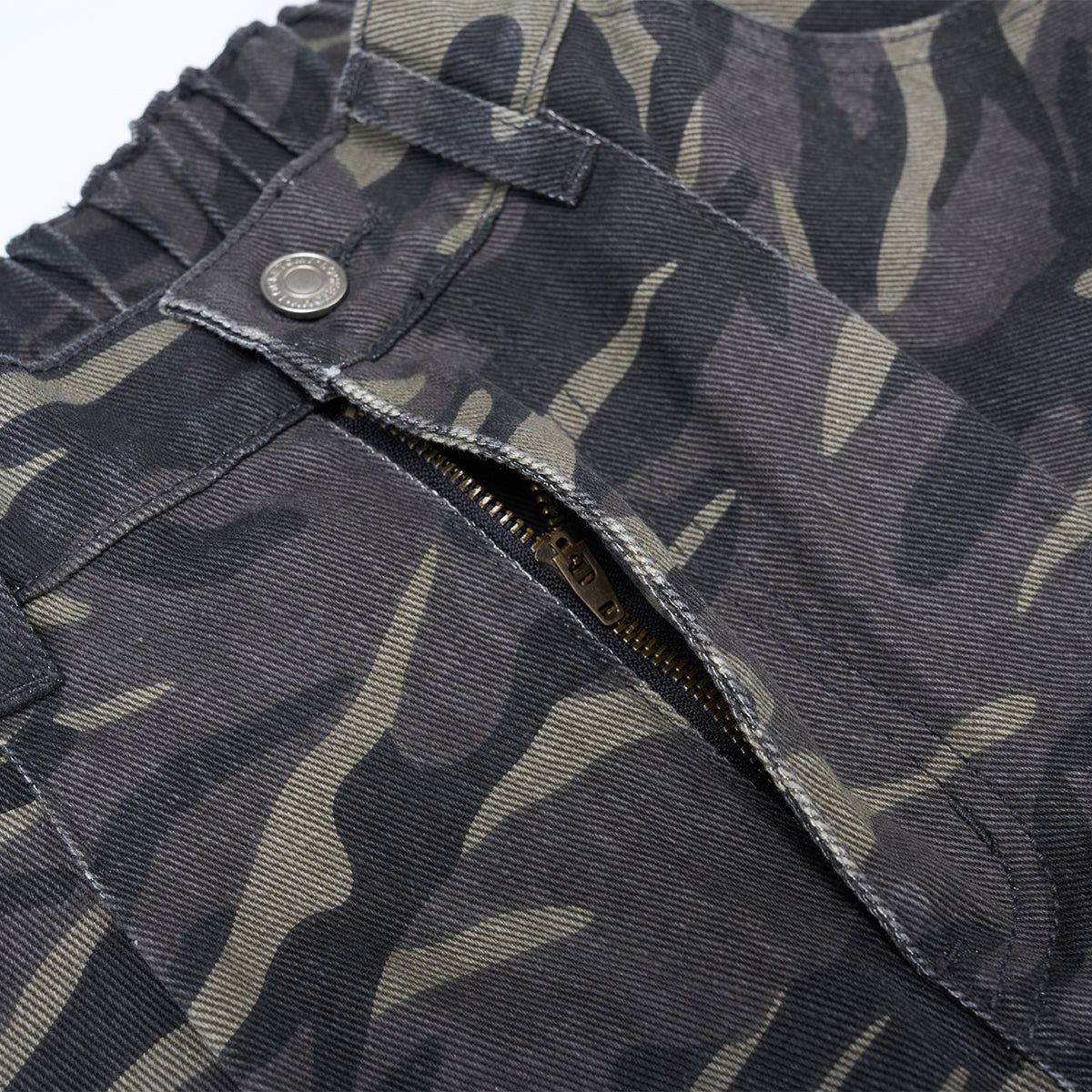 Camo Military Workwear Wide-Leg Cargo Utility Pants