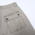 Vintage Washed Workwear Wide-Leg Relaxed Cargo Pants