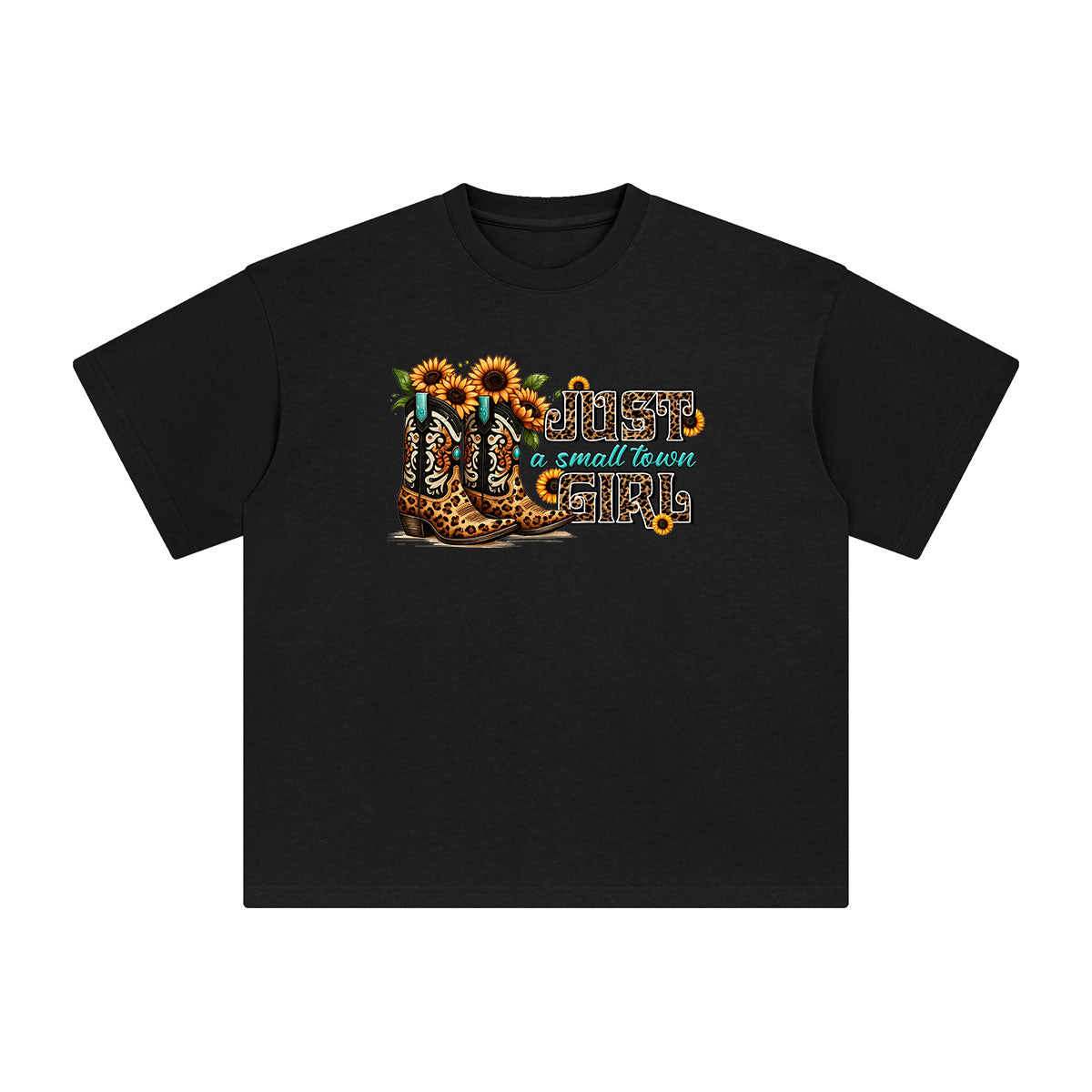 Cowgirl Boots & Sunflowers Graphic Tee-INNBLAC Fashion Apparel