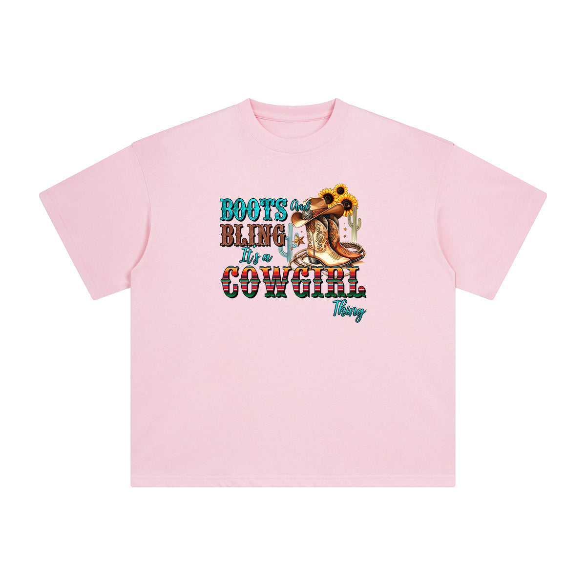 Cowgirl Boots & Sunflowers Graphic Tee-INNBLAC Fashion Apparel