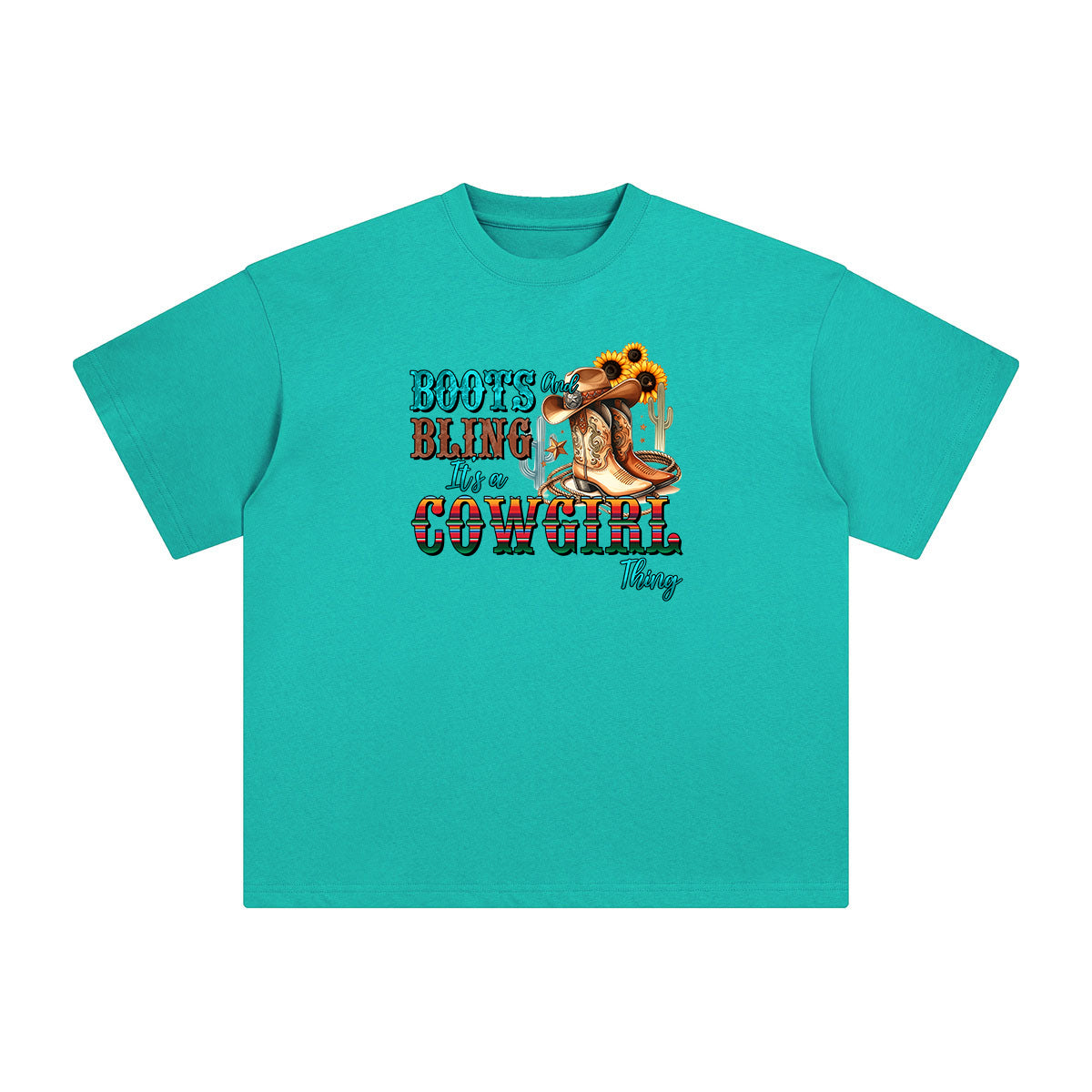Cowgirl Boots & Sunflowers Graphic Tee-INNBLAC Fashion Apparel