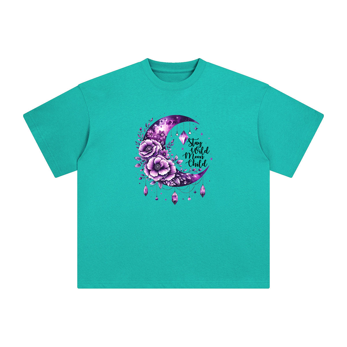 Flower & Crystal Decoration Graphic Tee-INNBLAC Fashion Apparel