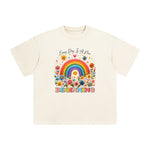 Happiness Rainbow & Flowers Graphic Tee-INNBLAC Fashion Apparel
