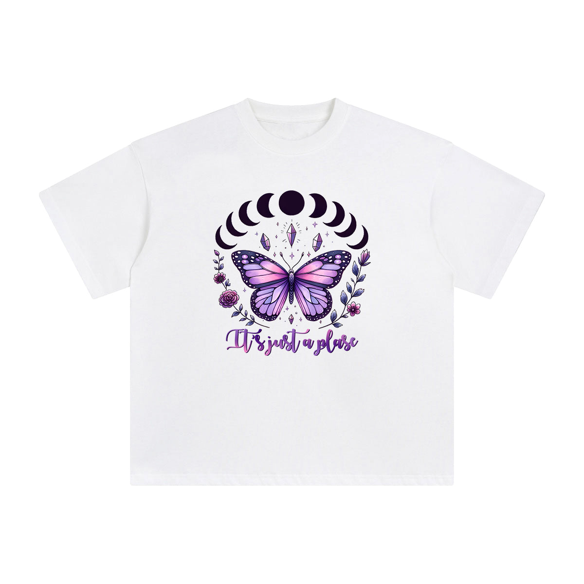 Magic Butterfly & Crystal Graphic Tee-INNBLAC Fashion Apparel