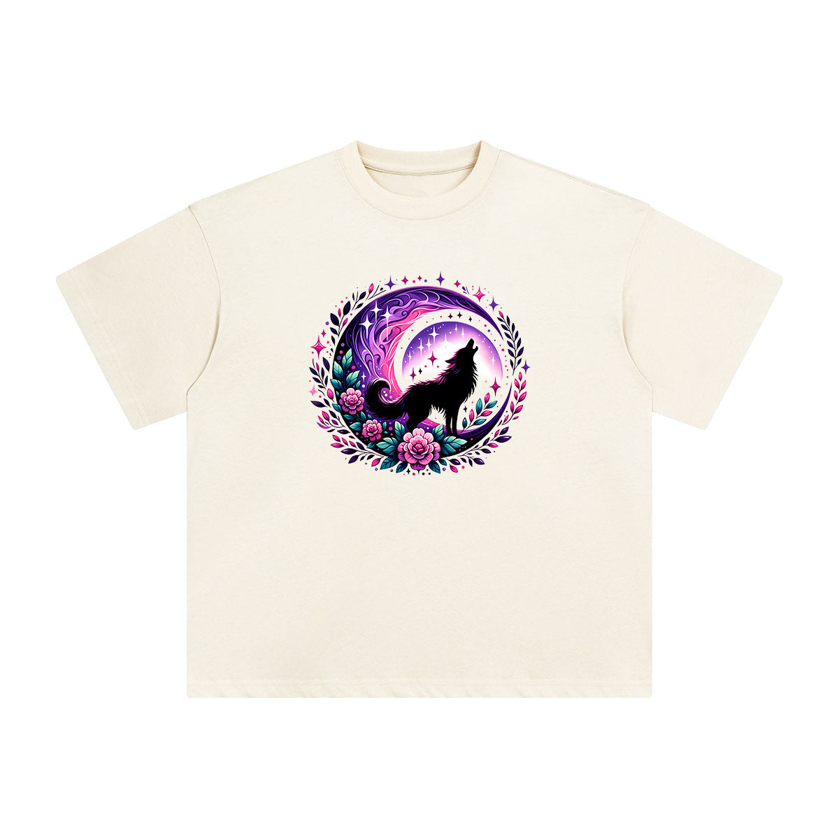Magic Moon & Wolf Graphic Tee-INNBLAC Fashion Apparel