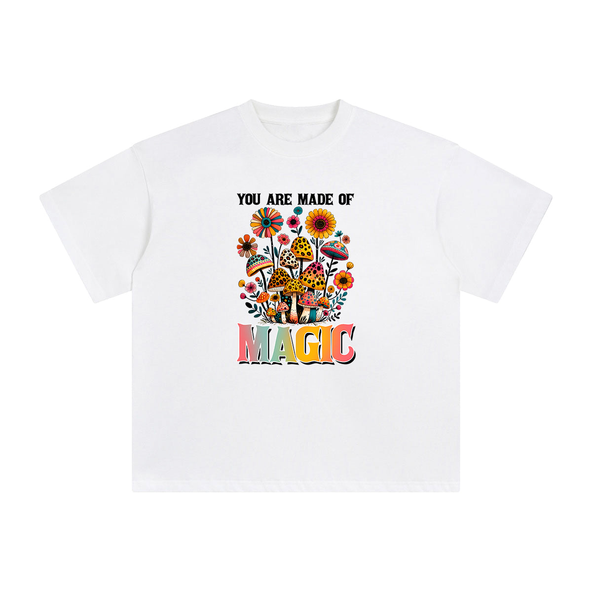 Magic Mushrooms & Flowers Graphic Tee-INNBLAC Fashion Apparel