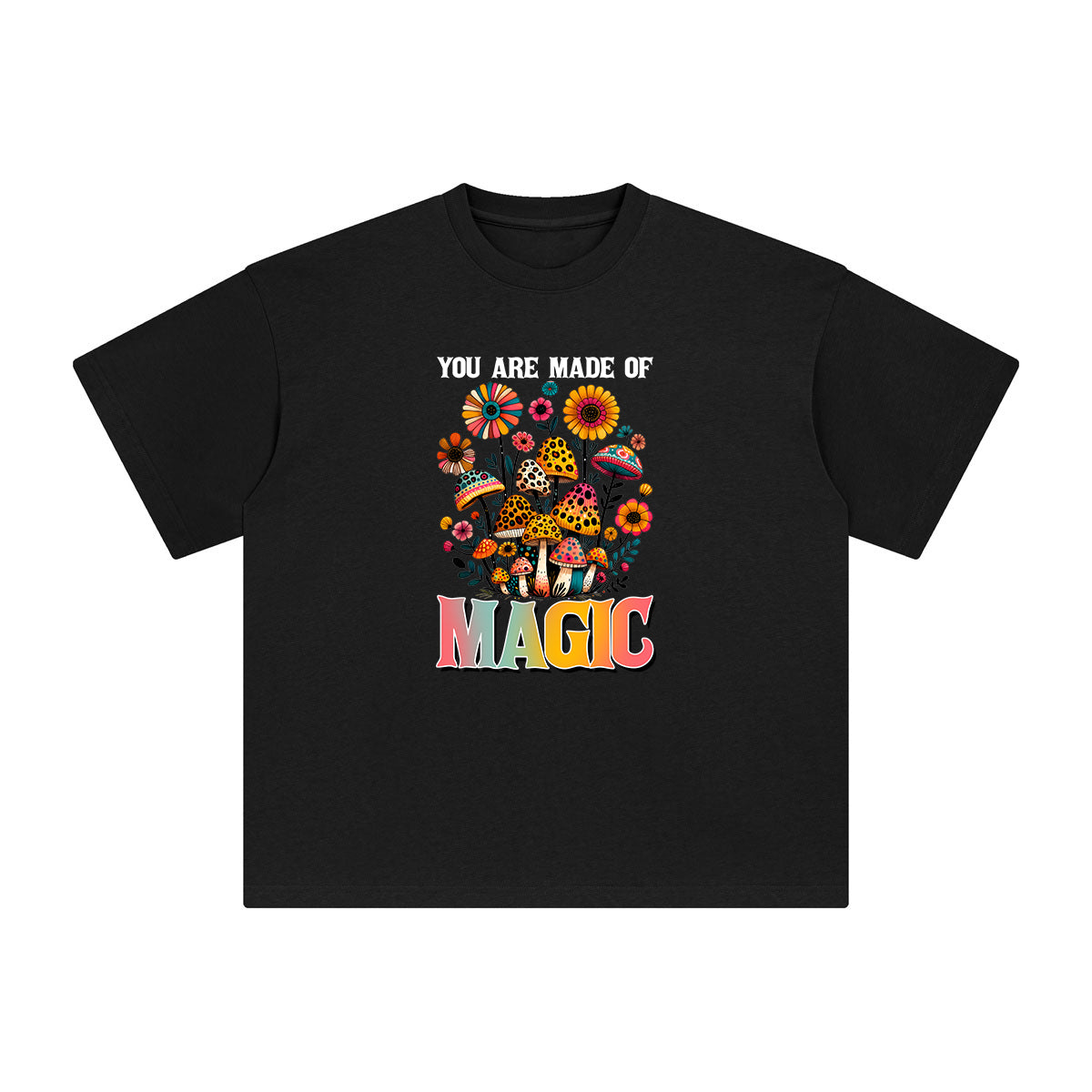 Magic Mushrooms & Flowers Graphic Tee-INNBLAC Fashion Apparel