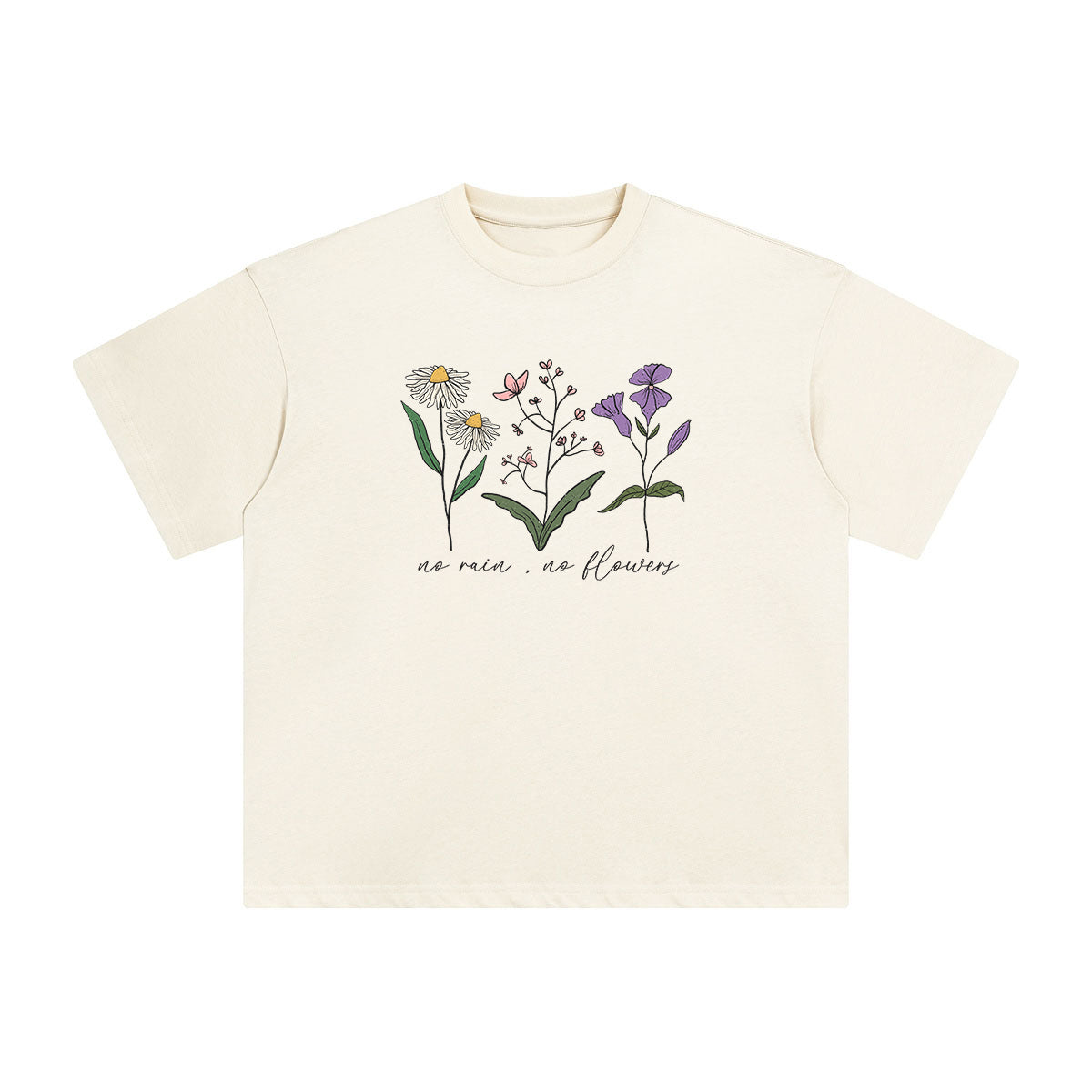NO RAIN NO FLOWER Graphic Tee-INNBLAC Fashion Apparel