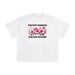 Positive Slogan & Blossom Graphic Tee-INNBLAC Fashion Apparel