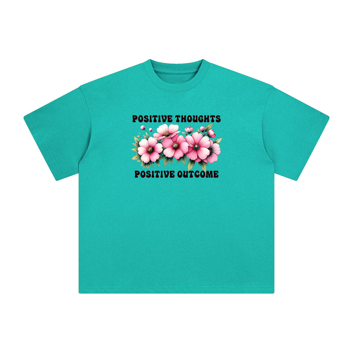 Positive Slogan & Blossom Graphic Tee-INNBLAC Fashion Apparel
