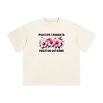 Positive Slogan & Blossom Graphic Tee-INNBLAC Fashion Apparel