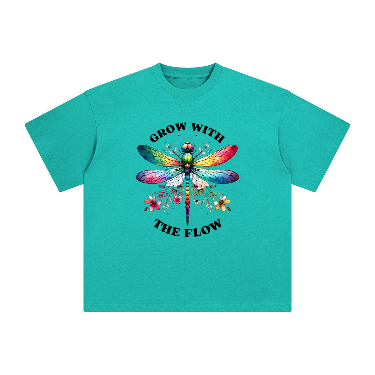 Positive Slogan & Dragonfly Graphic Tee-INNBLAC Fashion Apparel