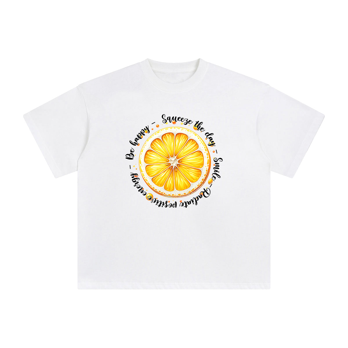 Positive Slogan & Lemon Graphic Tee-INNBLAC Fashion Apparel