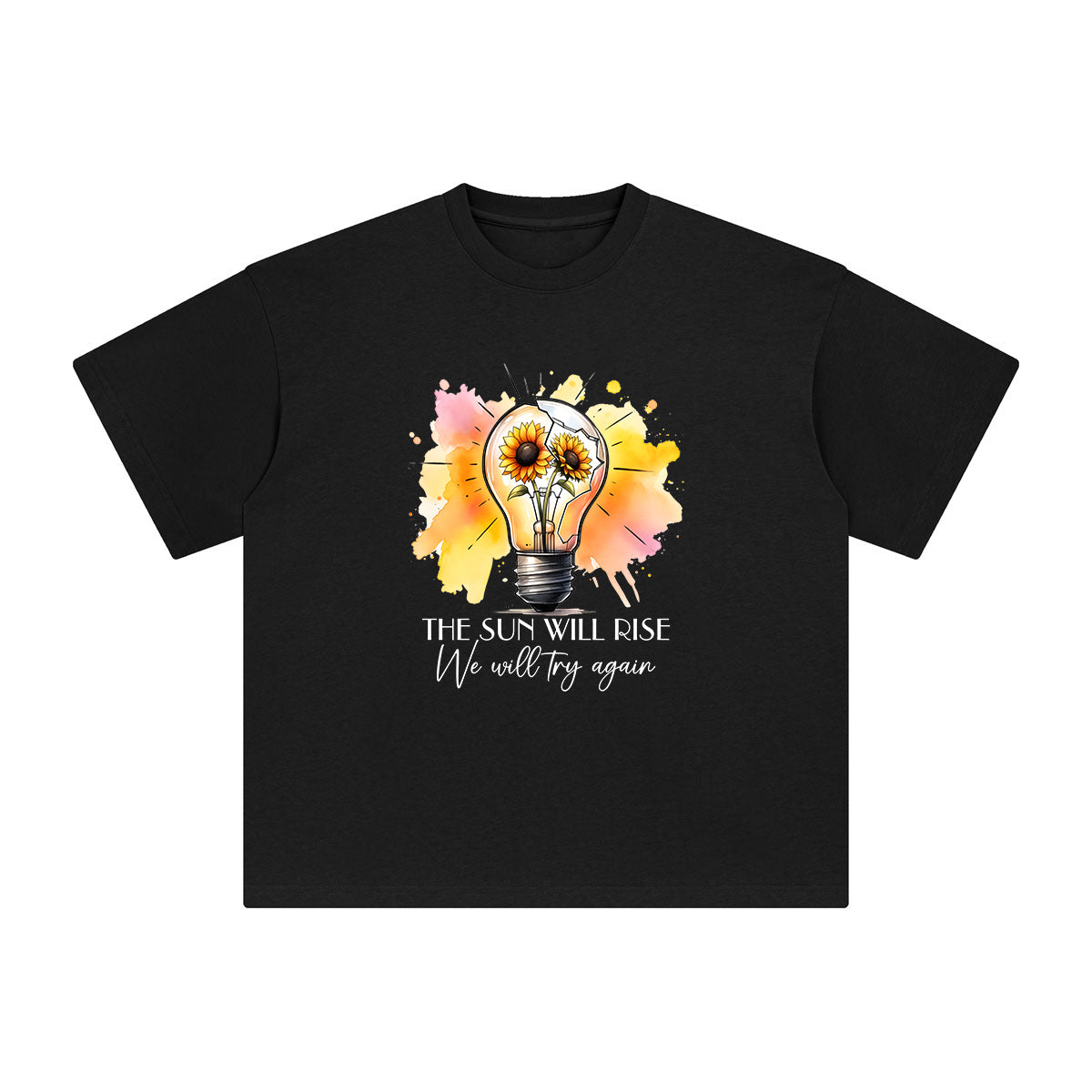Positive Slogan & Sunflower Graphic Tee-INNBLAC Fashion Apparel