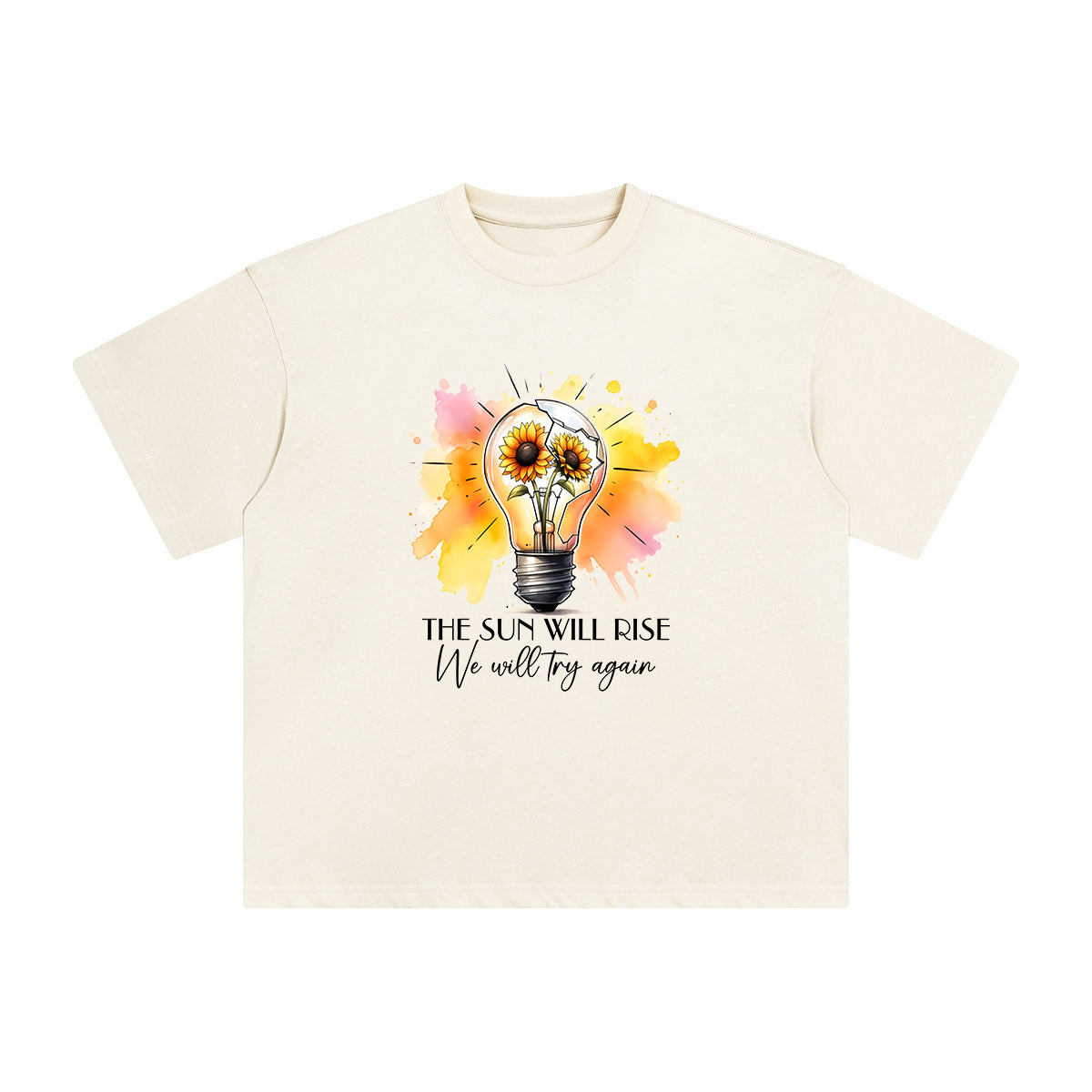Positive Slogan & Sunflower Graphic Tee-INNBLAC Fashion Apparel