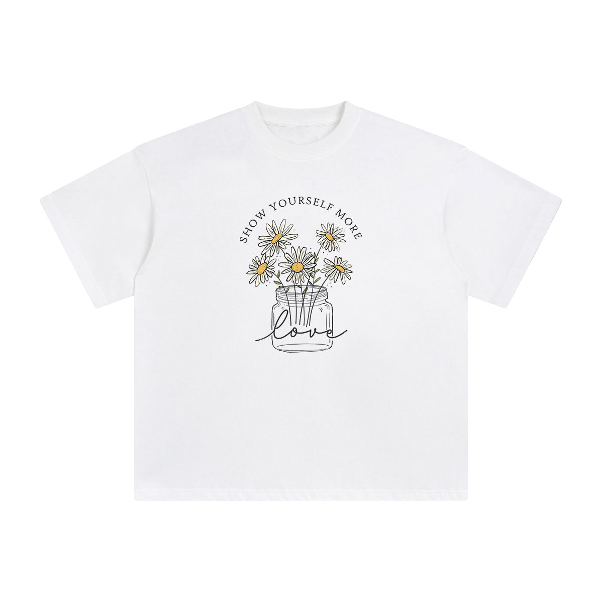 Slogan & Daisies Graphic Tee-INNBLAC Fashion Apparel