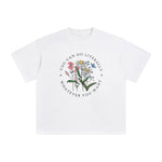 Slogan & Flowers Graphic Tee-INNBLAC Fashion Apparel