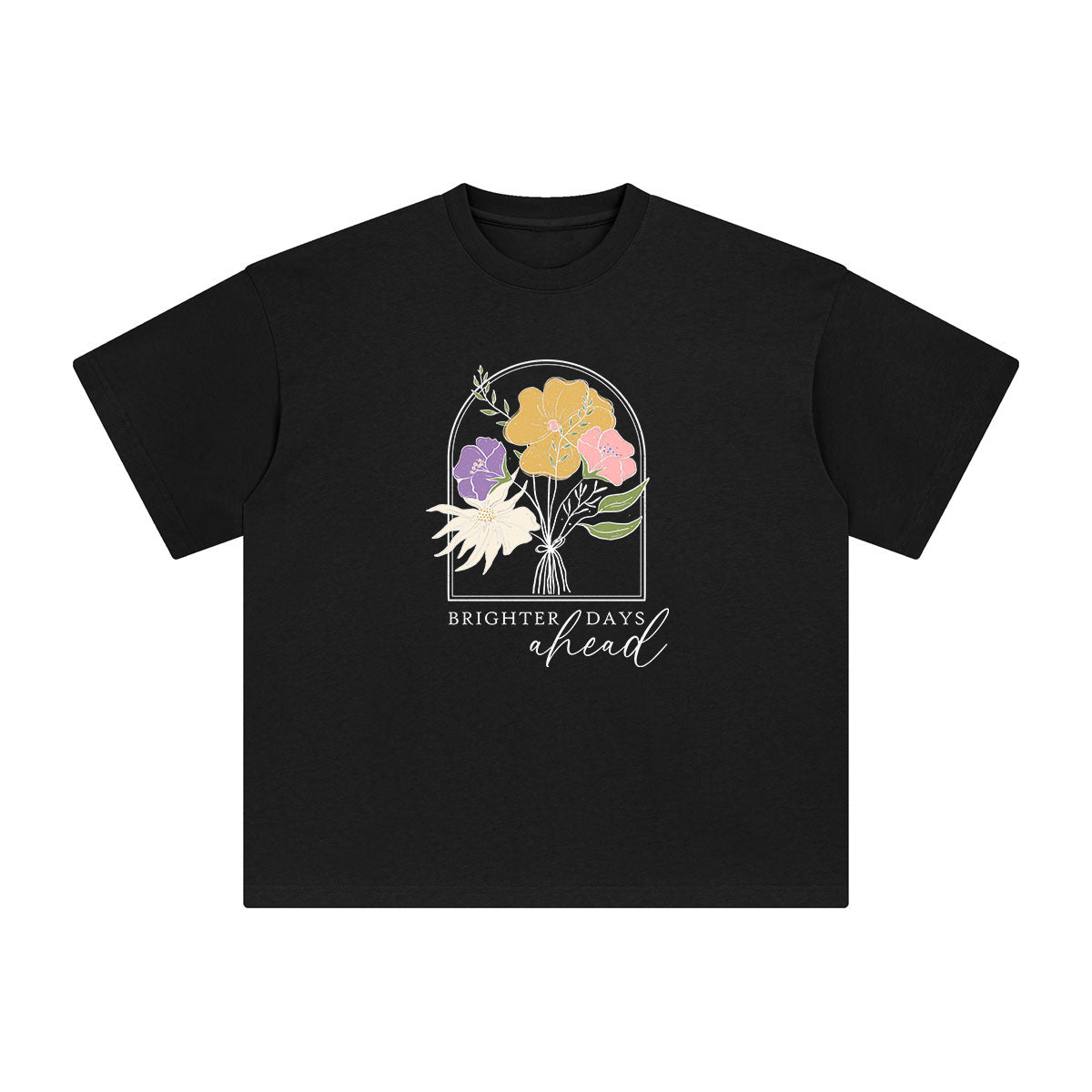 Slogan & Flowers Graphic Tee-INNBLAC Fashion Apparel