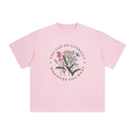Slogan & Flowers Graphic Tee-INNBLAC Fashion Apparel