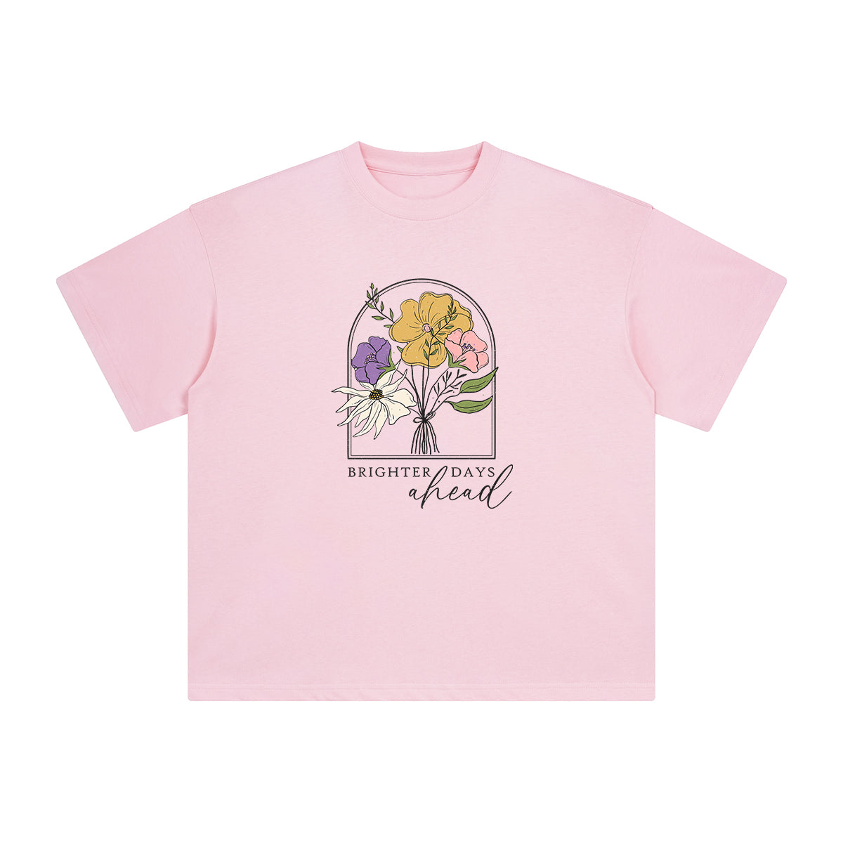 Slogan & Flowers Graphic Tee-INNBLAC Fashion Apparel