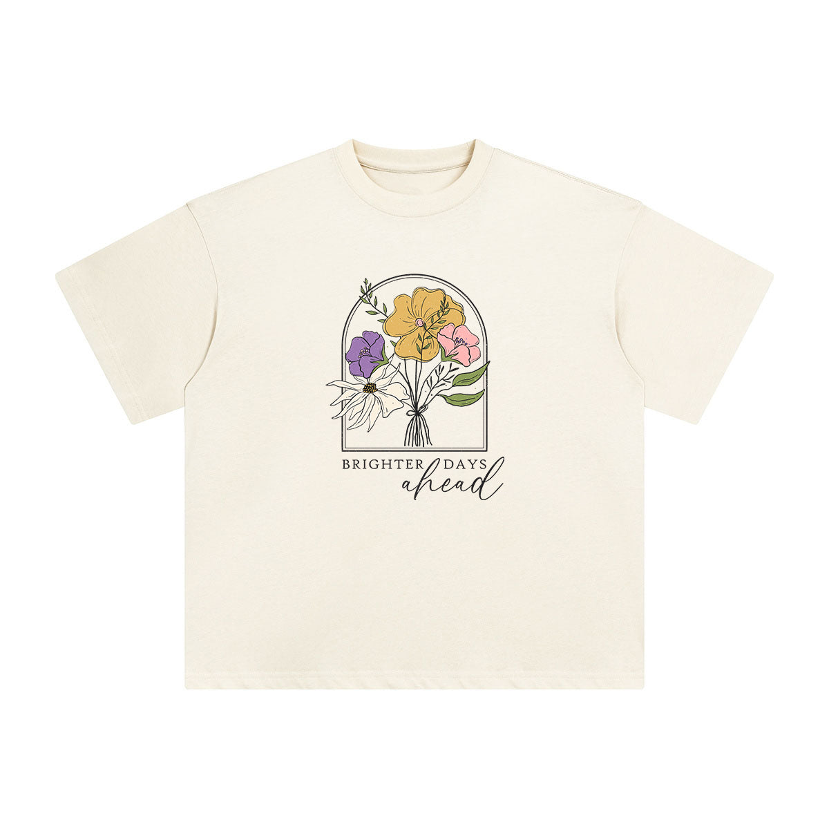 Slogan & Flowers Graphic Tee-INNBLAC Fashion Apparel