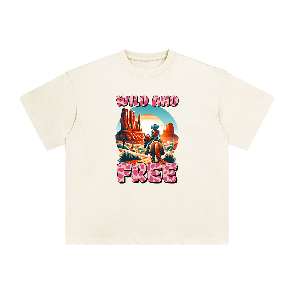 WILD AND FREE Cowboy Cartoon Graphic Tee-INNBLAC Fashion Apparel