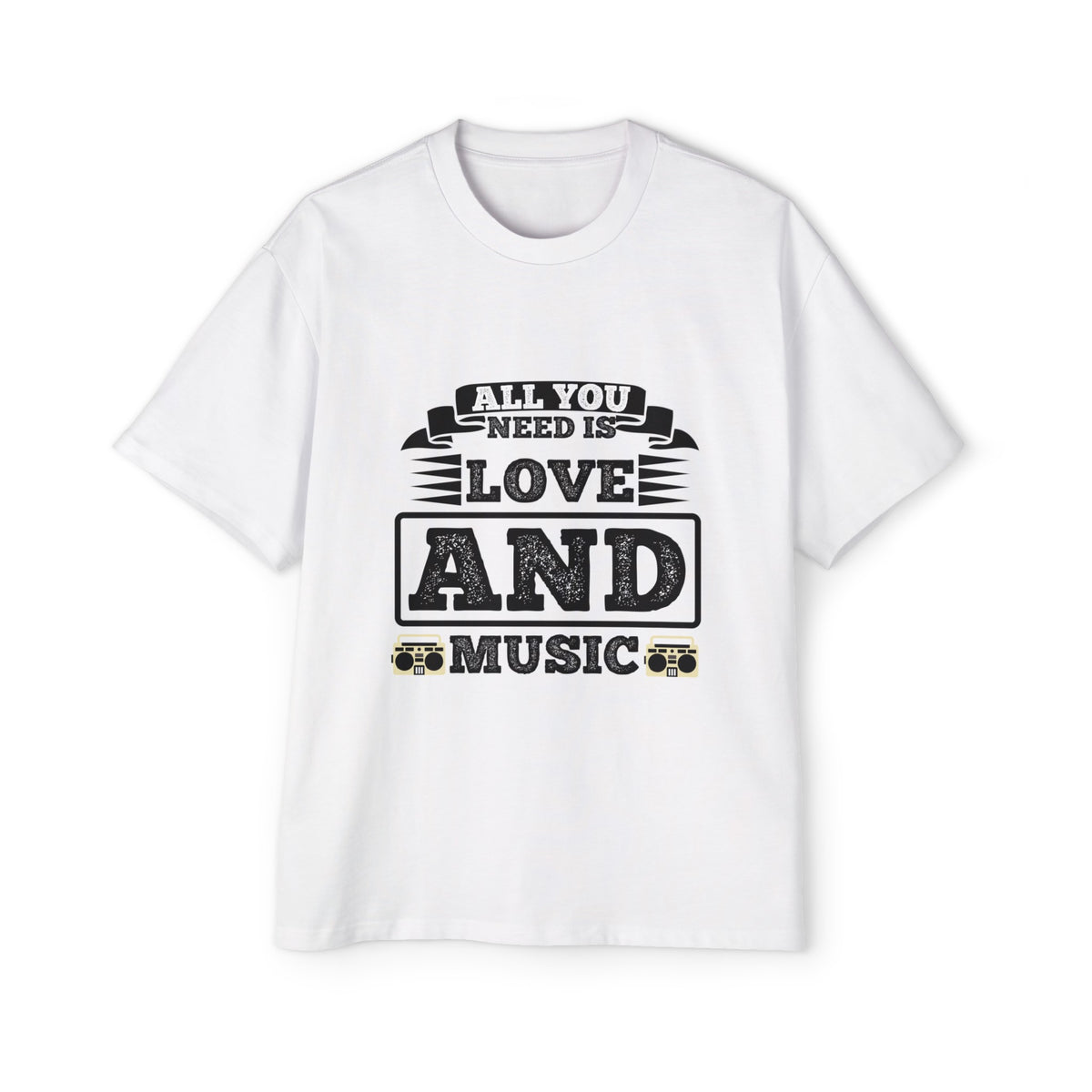 ALL YOU NEED IS LOVE AND MUSIC Slogan Tee-INNBLAC Fashion Apparel