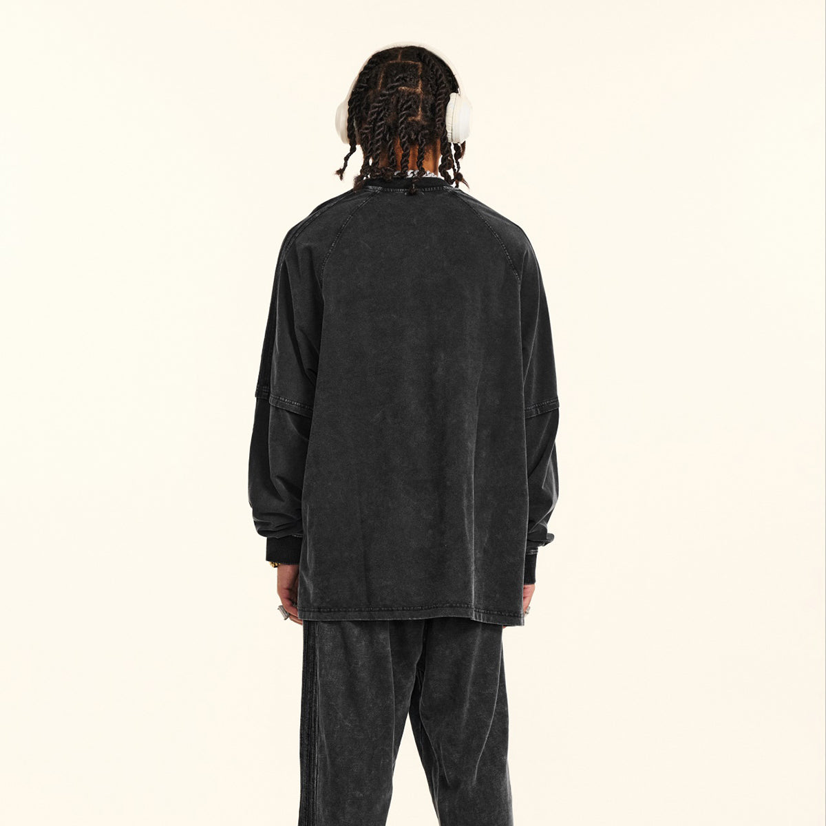 Acid Wash Distressed Long Sleeve Tshirt-INNBLAC Fashion Apparel