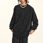 Acid Wash Distressed Long Sleeve Tshirt-INNBLAC Fashion Apparel