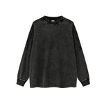 Acid Wash Distressed Long Sleeve Tshirt-INNBLAC Fashion Apparel